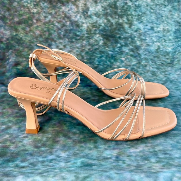 Seychelles Starboard Heels in Gold and Vacchetta Leather NIB - Picture 7 of 8